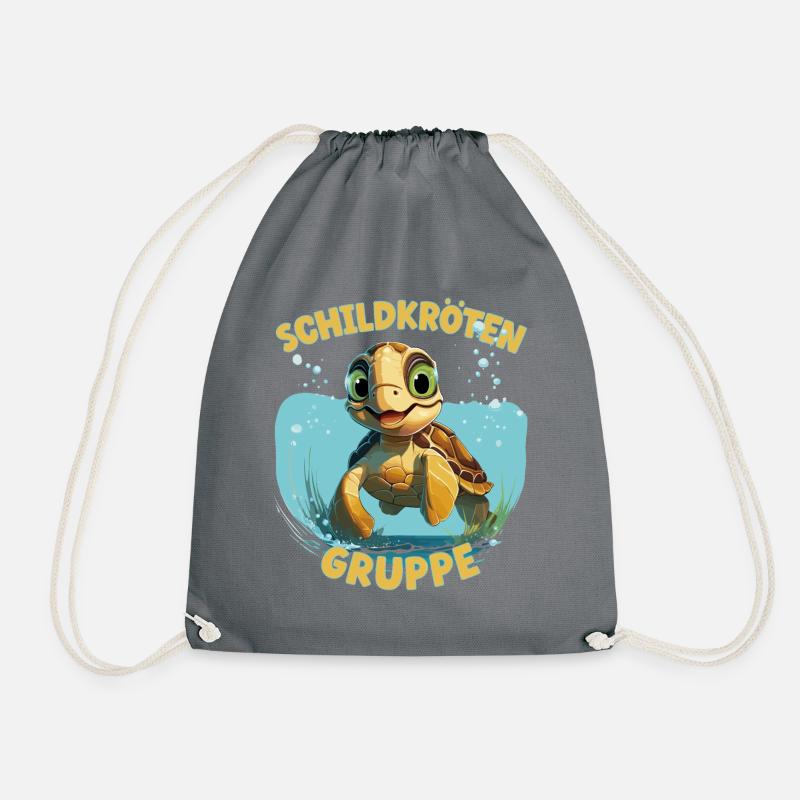 Comic Schildkrötengruppe Kindergarten Gruppentier - Turnbeutel - Grau