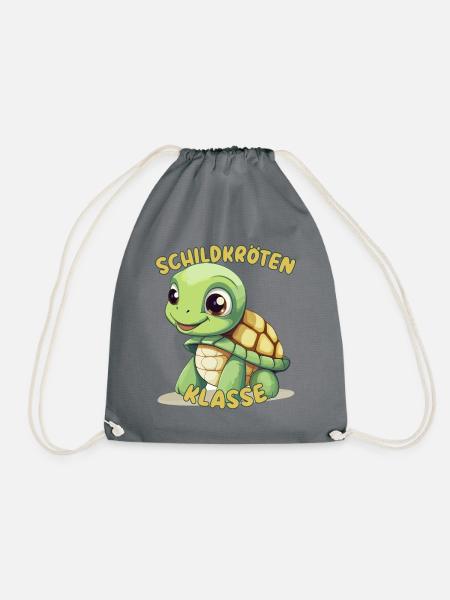 Süßes Schildkrötenklasse Grundschule Klassentier - Turnbeutel - Grau