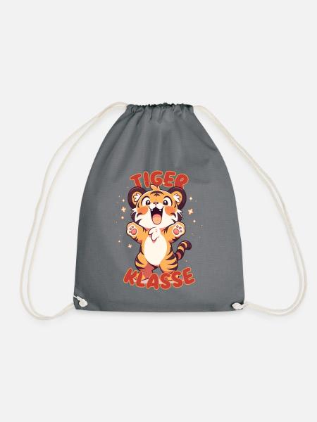 Süßes Tigerklasse Grundschule Klassentier Tiger - Turnbeutel - Grau