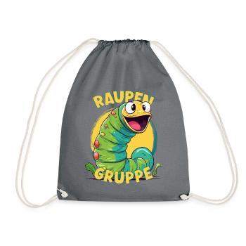 Comic Raupengruppe Kindergarten Gruppentier Raupe - Turnbeutel - Grau - Vorne