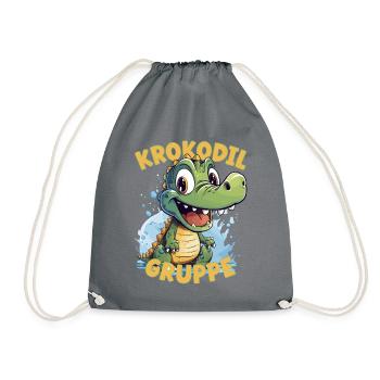 Comic Krokodilgruppe Kindergarten Gruppentier - Turnbeutel - Grau - Vorne