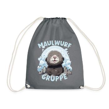 Comic Maulwurfgruppe Kindergarten Gruppentier - Turnbeutel - Grau - Vorne