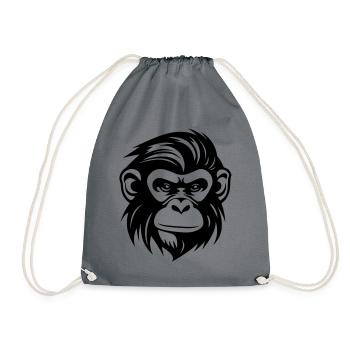 Monkey Head - Drawstring Bag - grey - Front