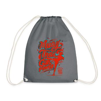 Muay Thai Girl Power - Thai Boxing for Girls - Drawstring Bag - grey - Front