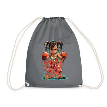 Muay Thai Girl - For girls who love Thai boxing - Drawstring Bag - grey - Front