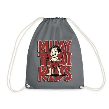 Muay Thai Kids, Junge - Kinder Thai Boxen - Turnbeutel - Grau - Vorne