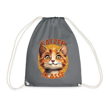 Cartoon Katzenklasse Grundschule Klassentier Katze - Turnbeutel - Grau - Vorne