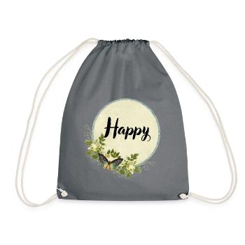 Happy Butterfly - Drawstring Bag - grey - Front