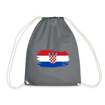 Croatia Flag Brush Vintage Adriatic Flag Coat of Arms - Drawstring Bag - grey - Front