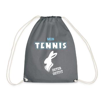 Tennis Oster Outfit Ostergeschenk Tennisspieler - Turnbeutel - Grau - Vorne