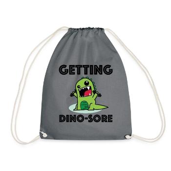 Funny dinosaur with dumbbells | funny pictures - Drawstring Bag - grey - Front
