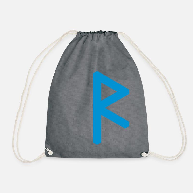 Rune: Raidho ᚱ (R), Quantum Runes Futhark 0 © - Turnbeutel - Grau