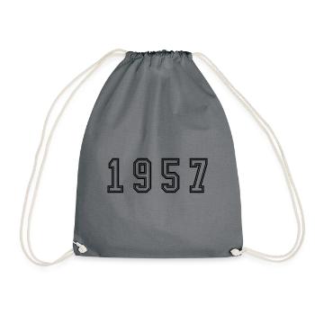 1957 Year Number - Drawstring Bag - grey - Front