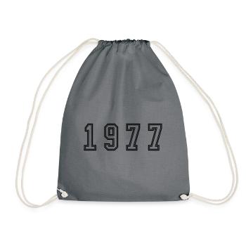 1977 Jahr Zahl - Turnbeutel - Grau - Vorne