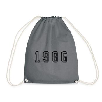 1986 Year Number - Drawstring Bag - grey - Front