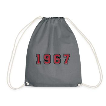 1967 Jahr Zahl - Turnbeutel - Grau - Vorne
