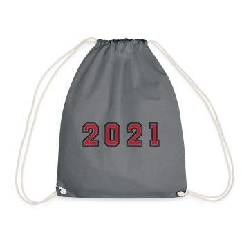 2021 year number - Drawstring Bag - grey - Front