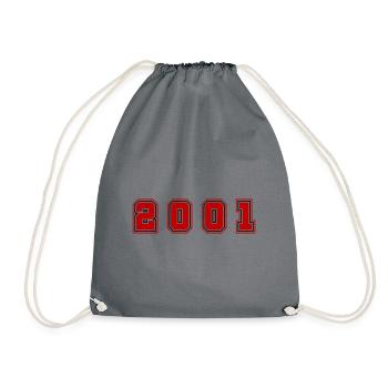 2001 Year Number - Drawstring Bag - grey - Front