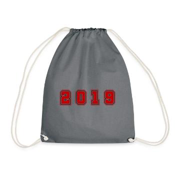 2019 Jahr Zahl - Turnbeutel - Grau - Vorne