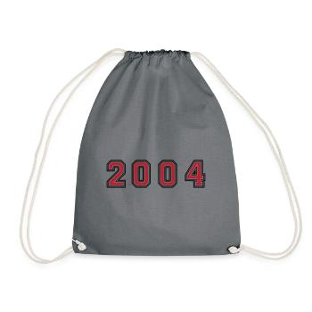 2004 Jahr Zahl - Turnbeutel - Grau - Vorne