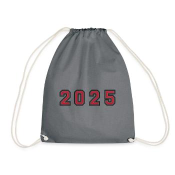 2025 Jahr Zahl - Turnbeutel - Grau - Vorne