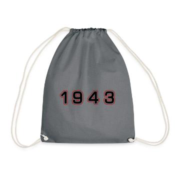 1943 Jahr Zahl - Turnbeutel - Grau - Vorne