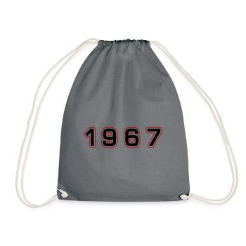 1967 Jahr Zahl - Turnbeutel - Grau - Vorne