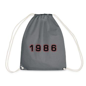 1986 Year Number - Drawstring Bag - grey - Front