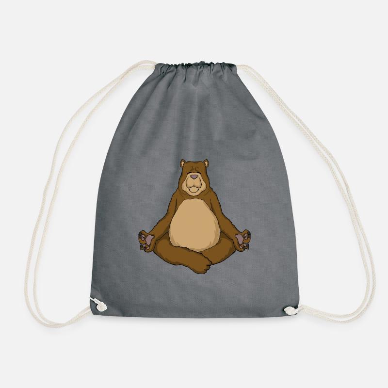 Yoga Meditation Bear - Drawstring Bag - grey