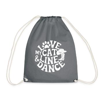 Ich liebe meine Katze und Line Dance - Turnbeutel - Grau - Vorne
