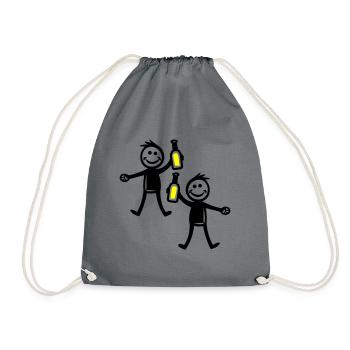 Drinking Bottle of Beer - Drawstring Bag - grey - Front