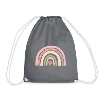 Regenbogen Herz - Turnbeutel - Grau - Vorne