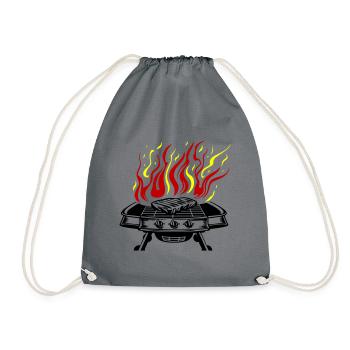 Grill Symbol Logo Fire Grilling - Drawstring Bag - grey - Front