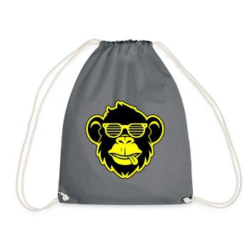 Monkey Head Sunglasses Party - Drawstring Bag - grey - Front