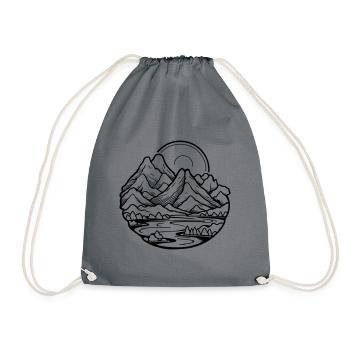 Mountains Landscape - Drawstring Bag - grey - Front