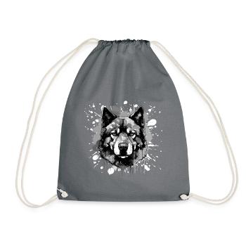 Akita Hund Kopf - Turnbeutel - Grau - Vorne