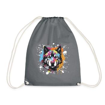 Akita Hund Pop Art Kopf - Turnbeutel - Grau - Vorne