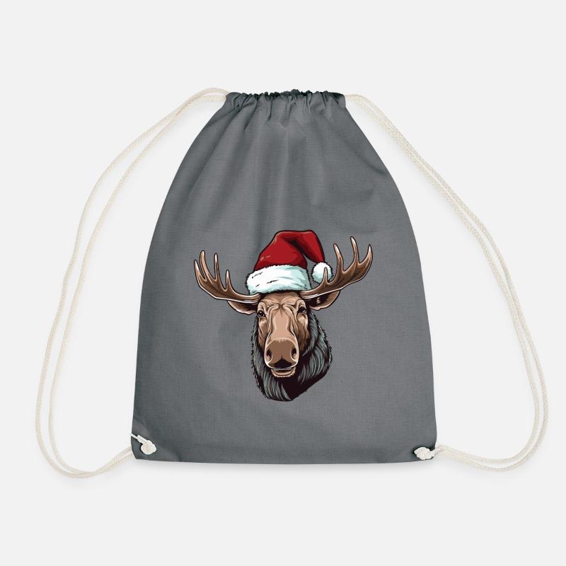 Elch Kopf Weihnachten Portät - Turnbeutel - Grau