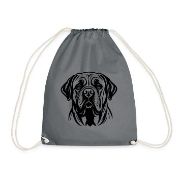 Mastiff Hund Kopf - Turnbeutel - Grau - Vorne