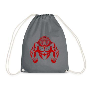 Tiger Bodybuilding Muskeln - Turnbeutel - Grau - Vorne