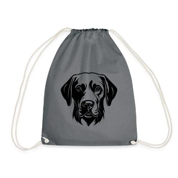 Labrador Dog Head - Drawstring Bag - grey - Front