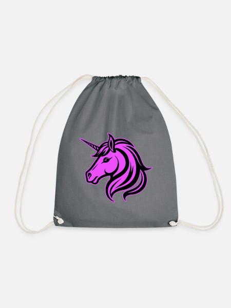 Unicorn Head - Drawstring Bag - grey