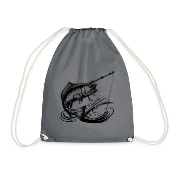 Symbole de pêche Poisson Pêche - Sac de sport léger - gris - Devant