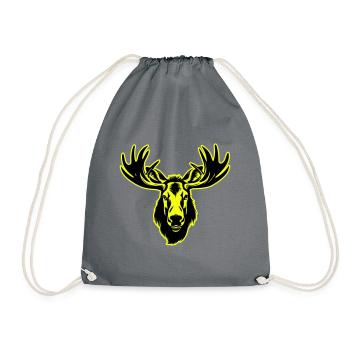 Moose Head Portrait Icon - Drawstring Bag - grey - Front