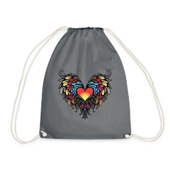 Heart Wings Angel Love - Drawstring Bag - grey - Front