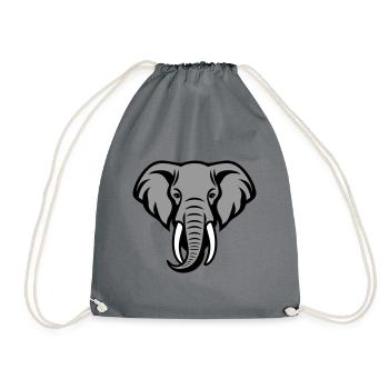 Elephant Head - Drawstring Bag - grey - Front