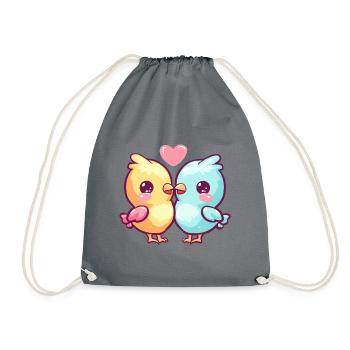 Chicken Couple Love Couple In Love - Drawstring Bag - grey - Front