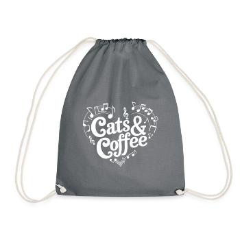 I love cats and coffee - Drawstring Bag - grey - Front