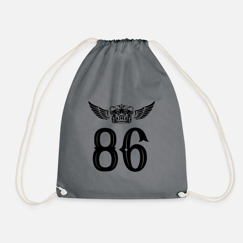 86 Number crown - Drawstring Bag - grey