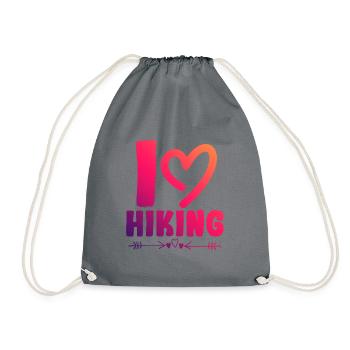 I love hiking - Drawstring Bag - grey - Front